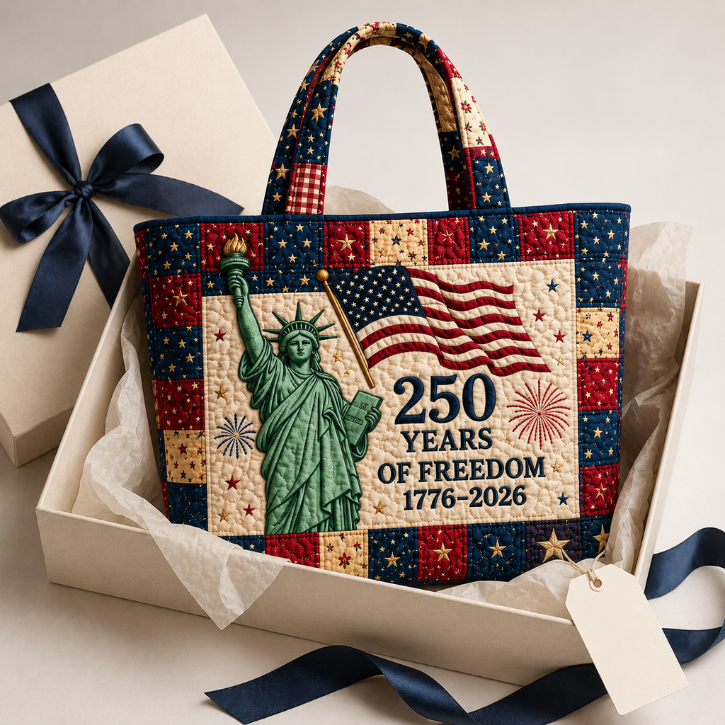 Statue Of Liberty Quilted Tote Bag 250 Years Freedom Gift for Her
