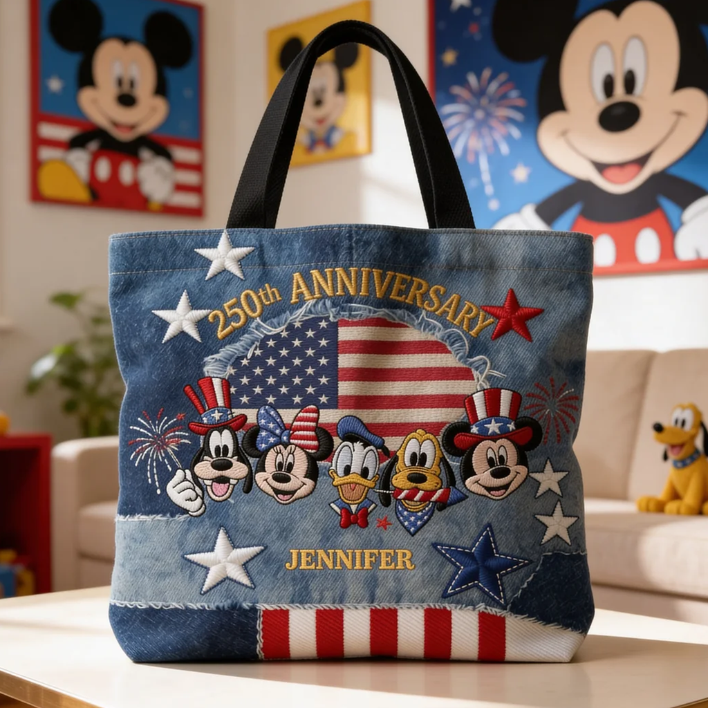 Personalized Independence Day Tote Bag Custom Name Gift for Patriots