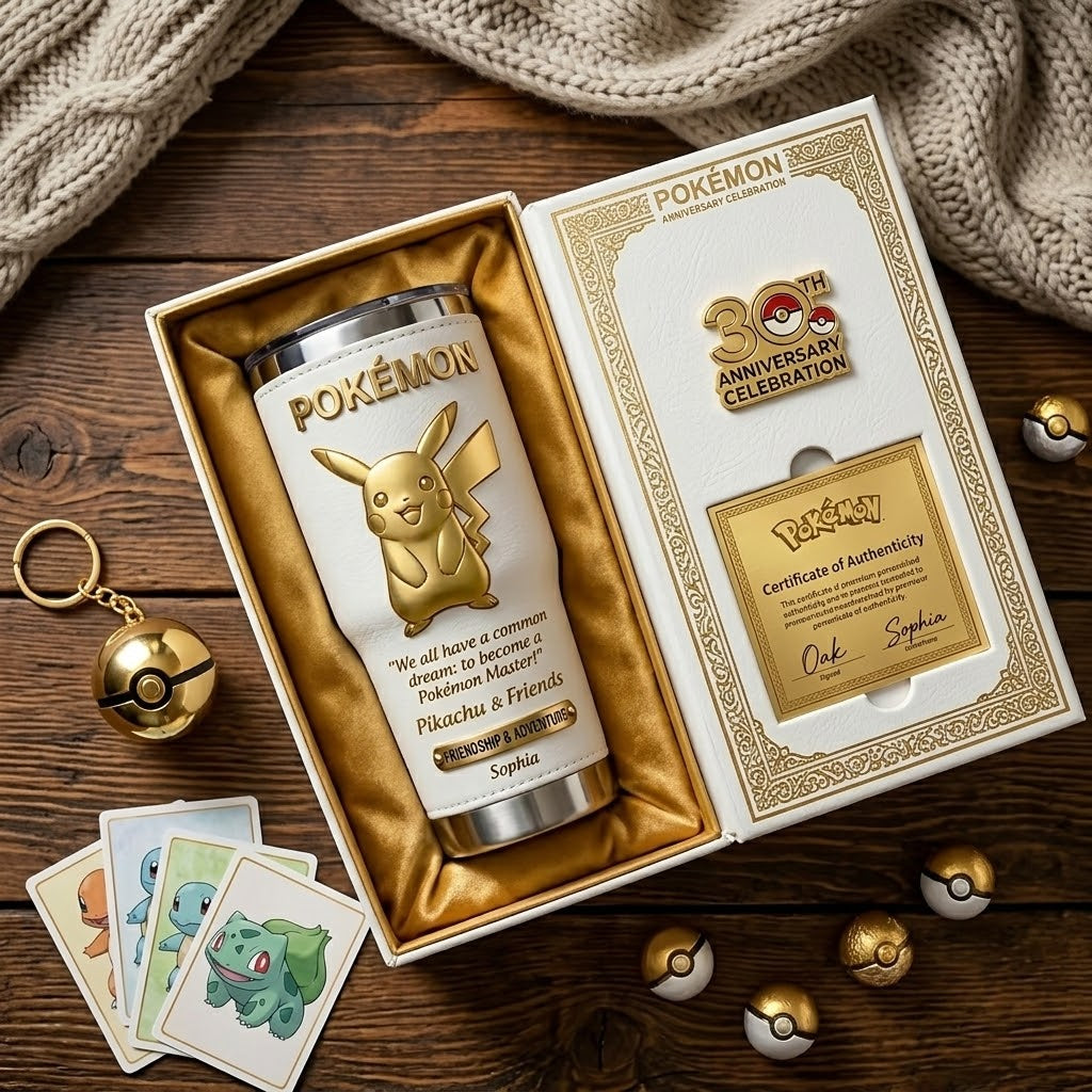 Personalized Pokémon Tumbler 30th Anniversary Gift for Movie Fans