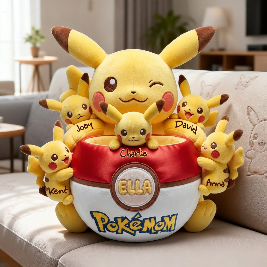 Personalized Pikachu Shaped Pillow Custom Name Gift for Mom