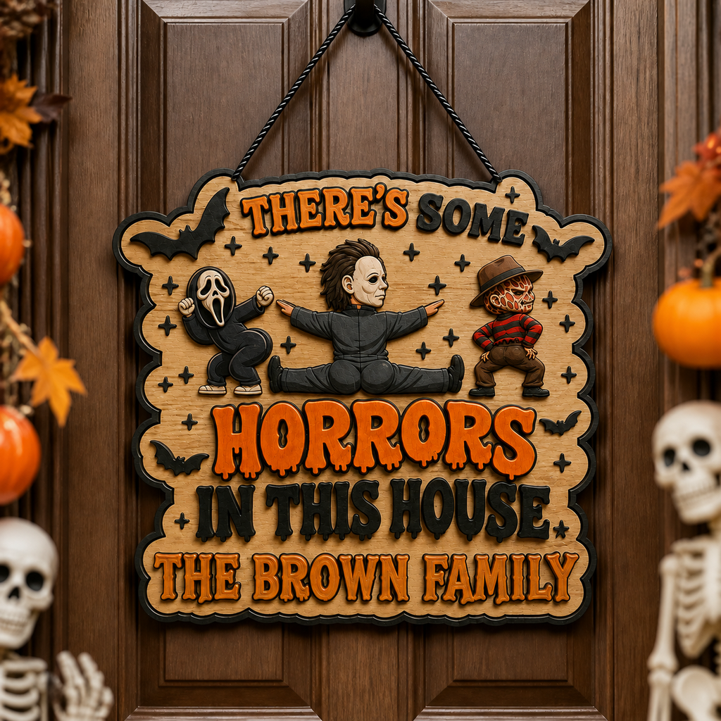Personalized Luminous Wooden Sign Halloween Gift for Family Luminous Wooden Sign GradoCreations