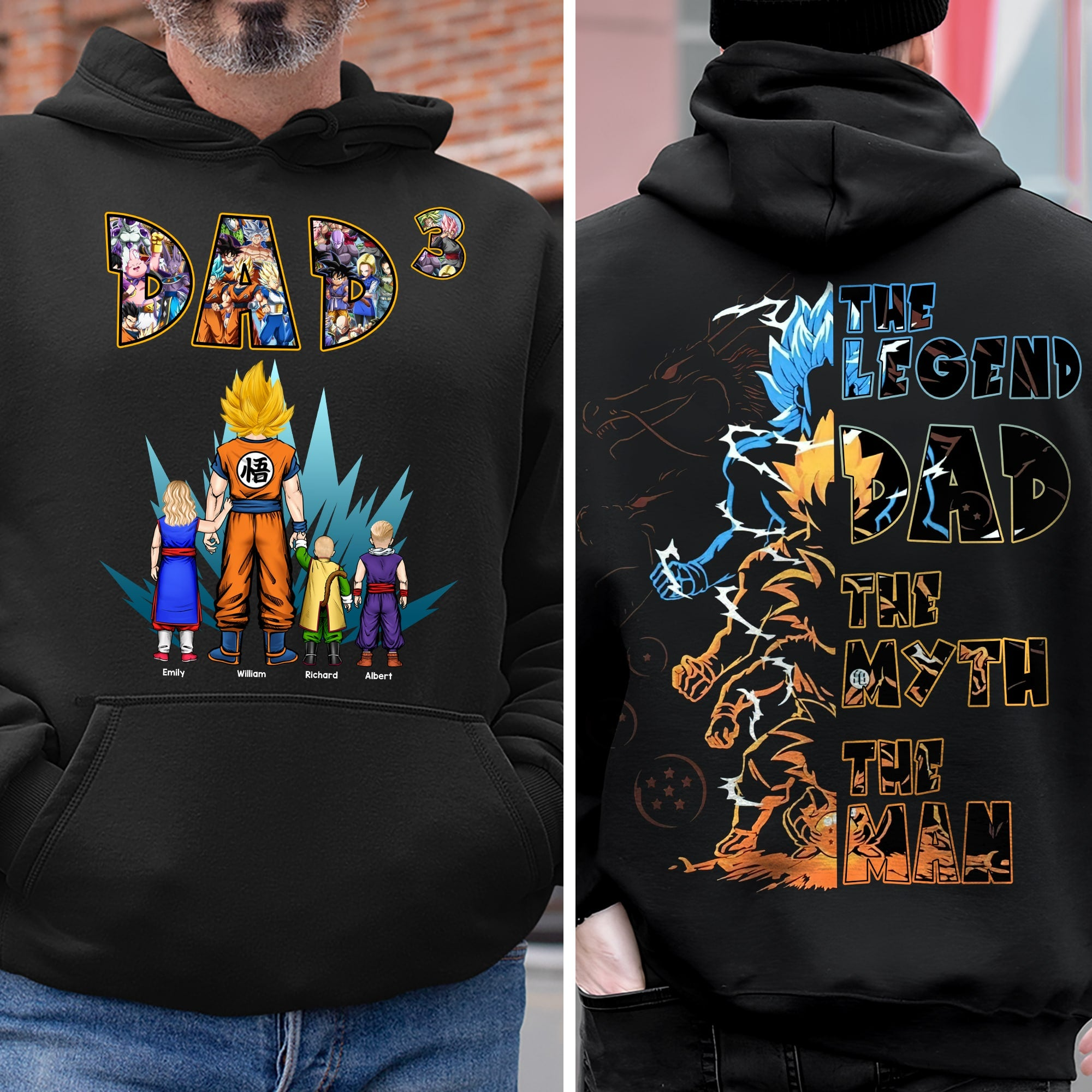 Personalized Anime T-Shirt for Dad Custom Name Gift Idea