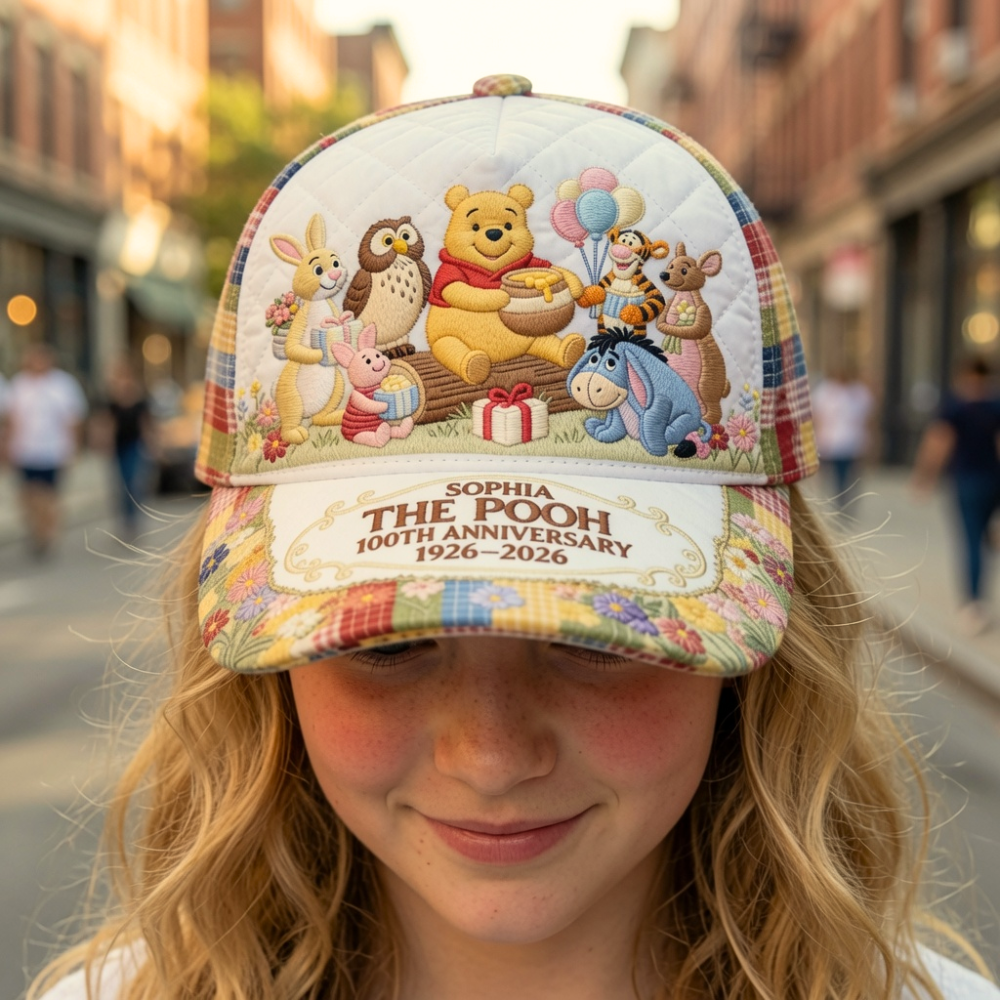 Personalized Classic Cap with Winnie the Pooh 100th Anniversary Design for Movie Fans Classic Cap GradoCreations