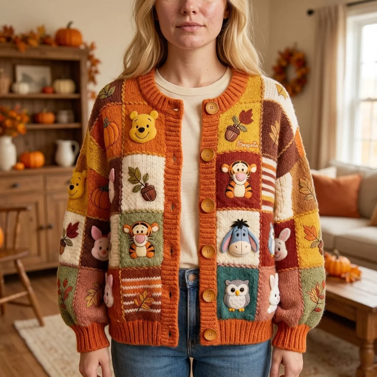Personalized Knitted Cardigan with Autumn Vibes Gift for Her Cardigan GradoCreations