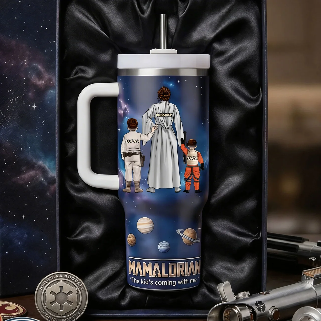 Personalized Mamalorian Tumbler Gift for Mom | Unique Space Design Tumbler GradoCreations