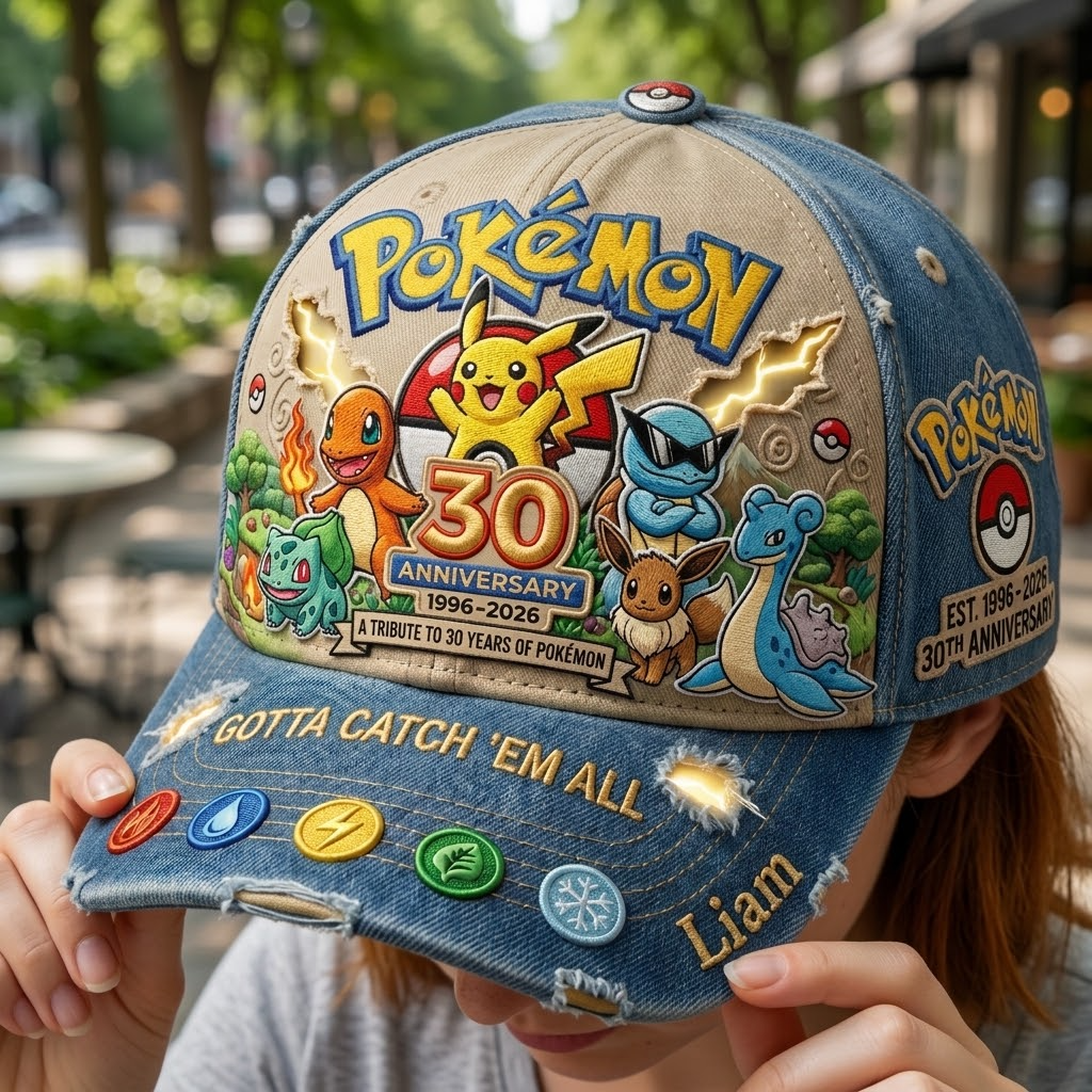 Personalized 30th Anniversary Pokémon Cap Funny Gift for Fans Classic Cap GradoCreations