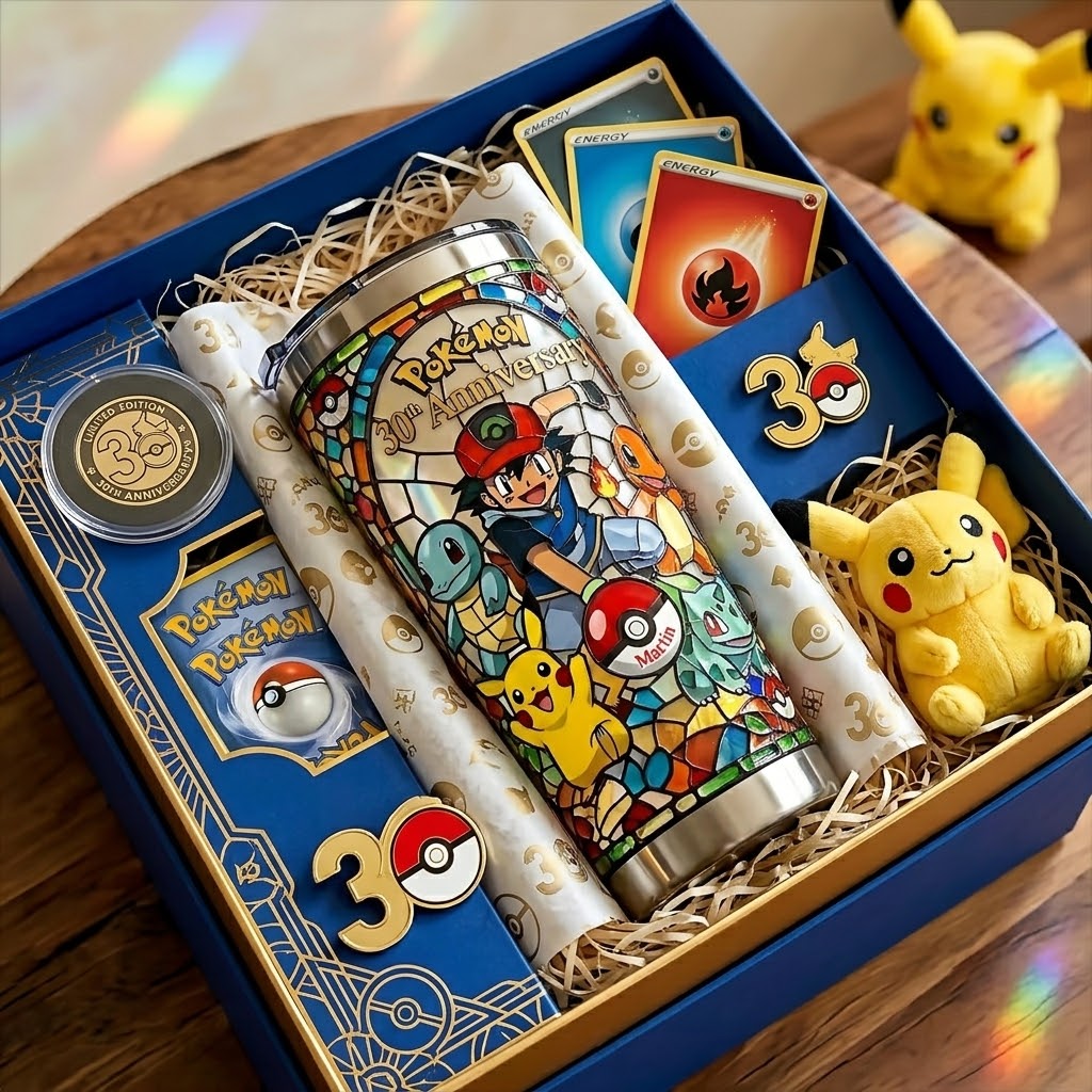 Personalized Pokémon 30th Anniversary Tumbler Gift for Movie Fans