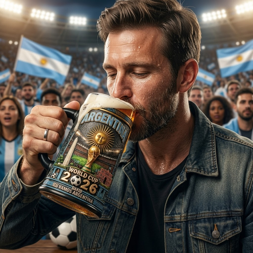 Personalized Argentina Beer Stein Soccer Gift for Fans 2026