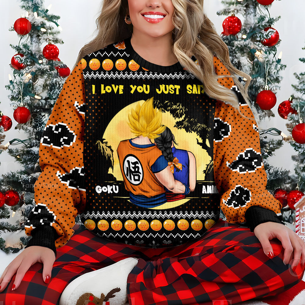 Personalized I Love You Just Saiyan Ugly Sweater Gift for Couples
