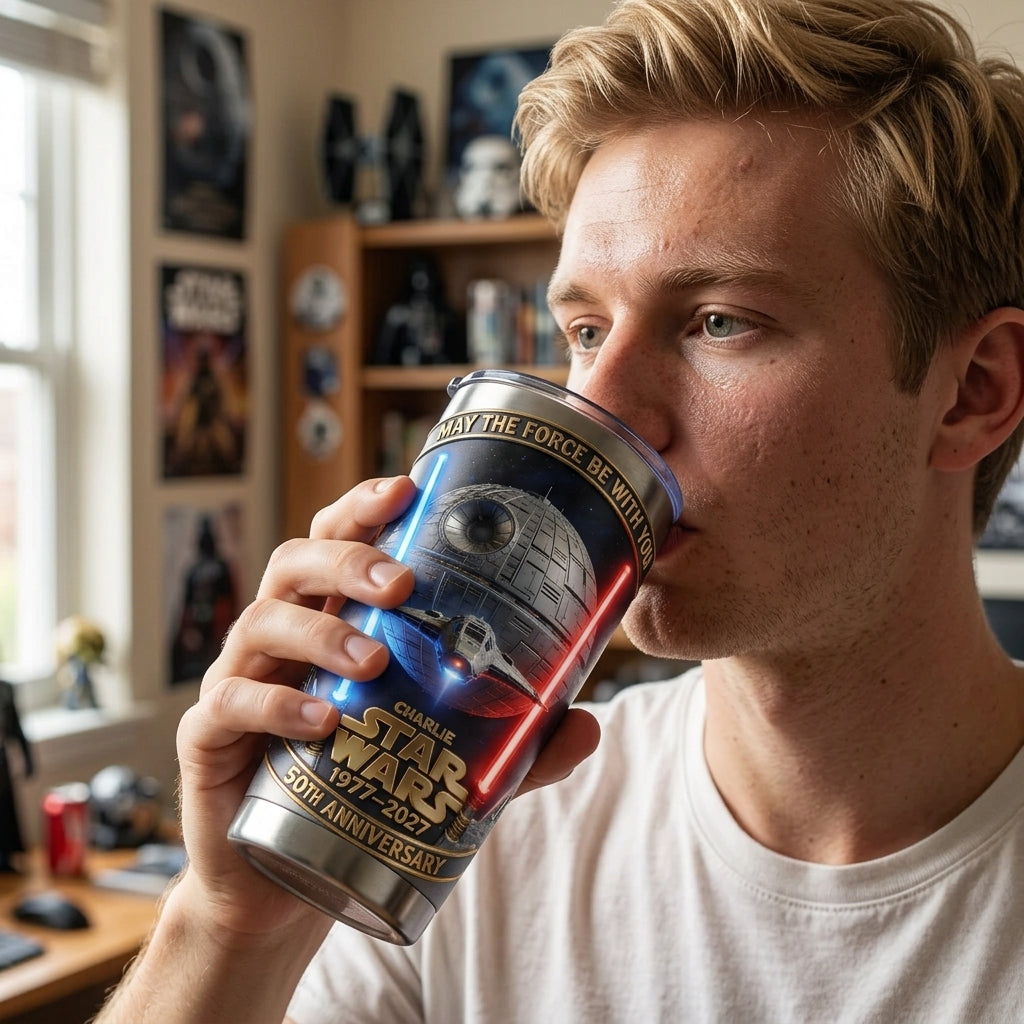 Personalized Star Wars 50th Anniversary Tumbler Gift for Movie Fans
