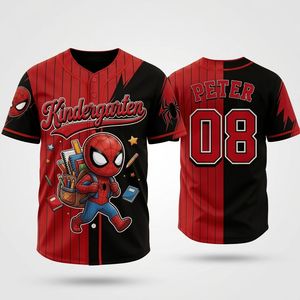 Personalized Kid Baseball Jersey Custom Grade Spider-Man Gift for Back to School Kid Baseball Jersey GradoCreations
