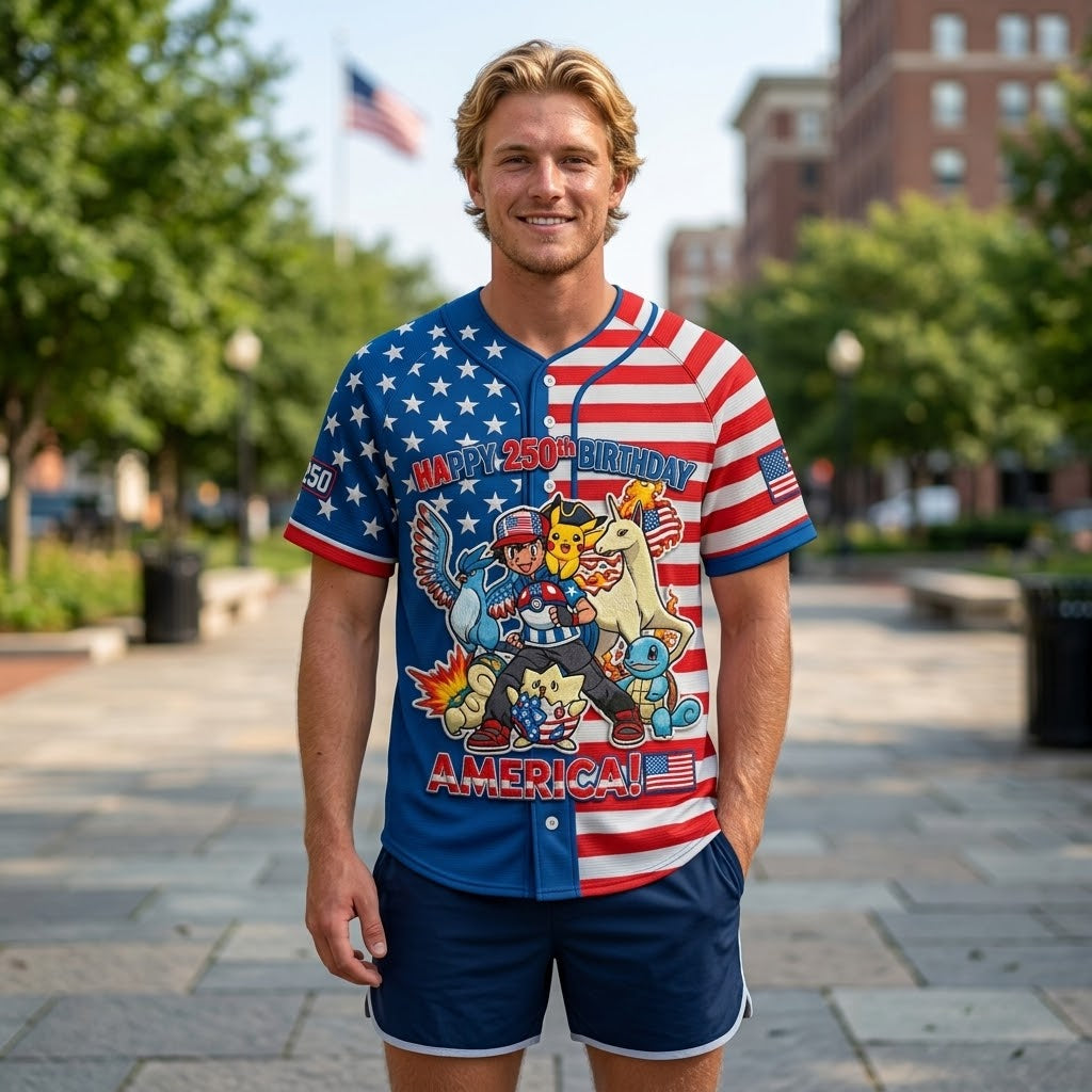 Personalized Baseball Jersey for Movie Fans - 250th America Celebration Gift