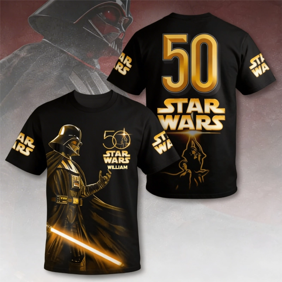 Personalized Star Wars 50th Anniversary All Over Shirt Gift for Movie Fans