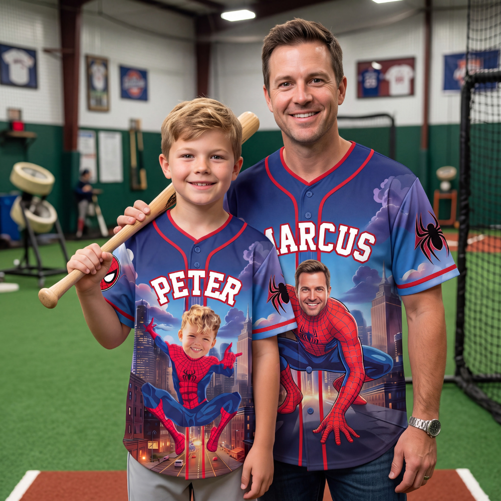 Personalized Superhero Photo Baseball Jersey Gift for Kids Baseball Jersey GradoCreations