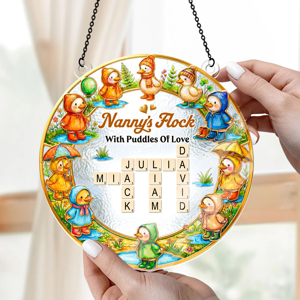 Personalized Acryllic Suncatcher with Family Crossword - Gift for Mom, Grandma