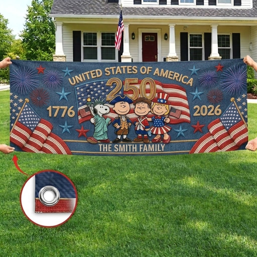 Personalized Outdoor Banner 250 Years of Freedom Gift for Family