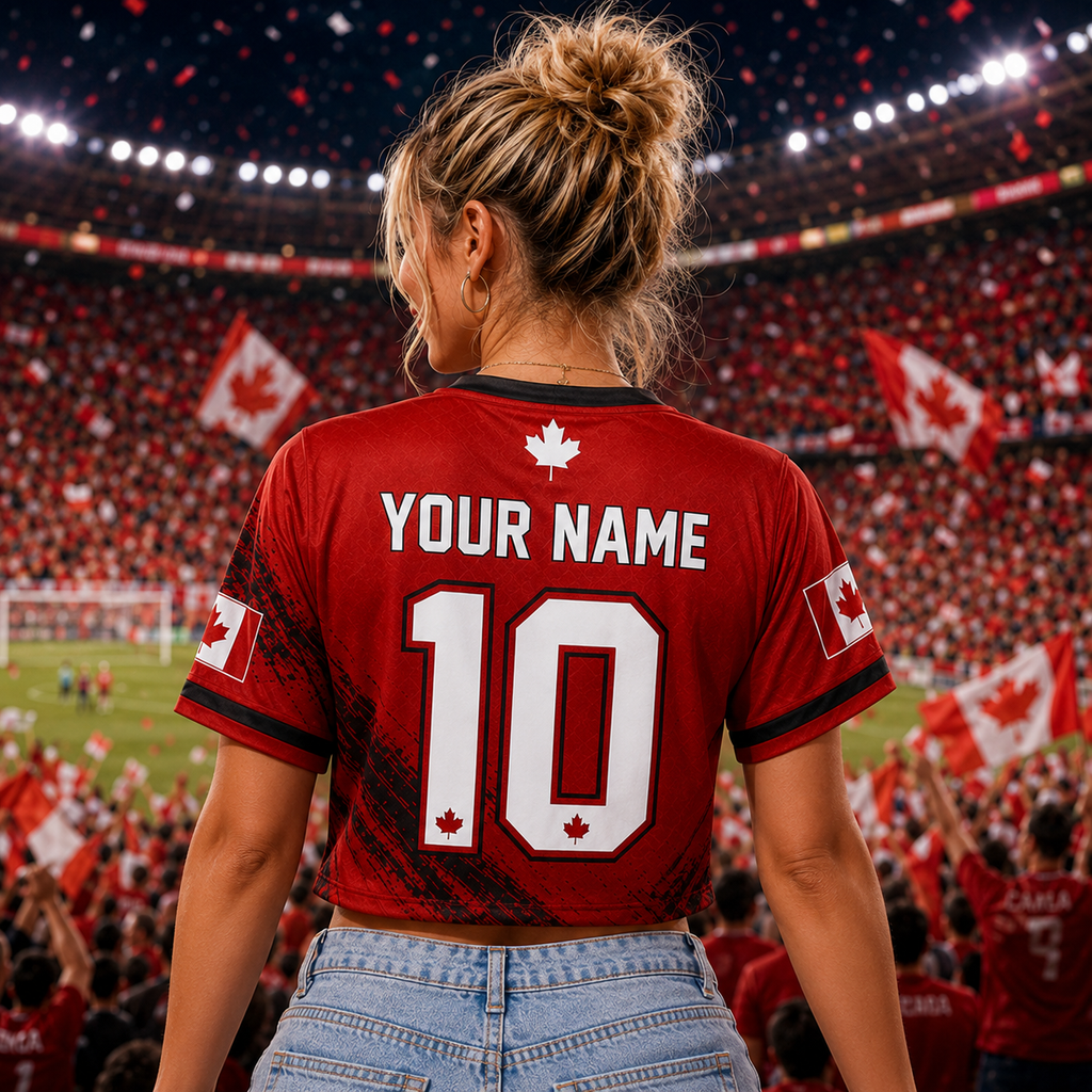 Personalized Canada Maple Leaf Crop Jersey Custom Name Gift for Sports Fans