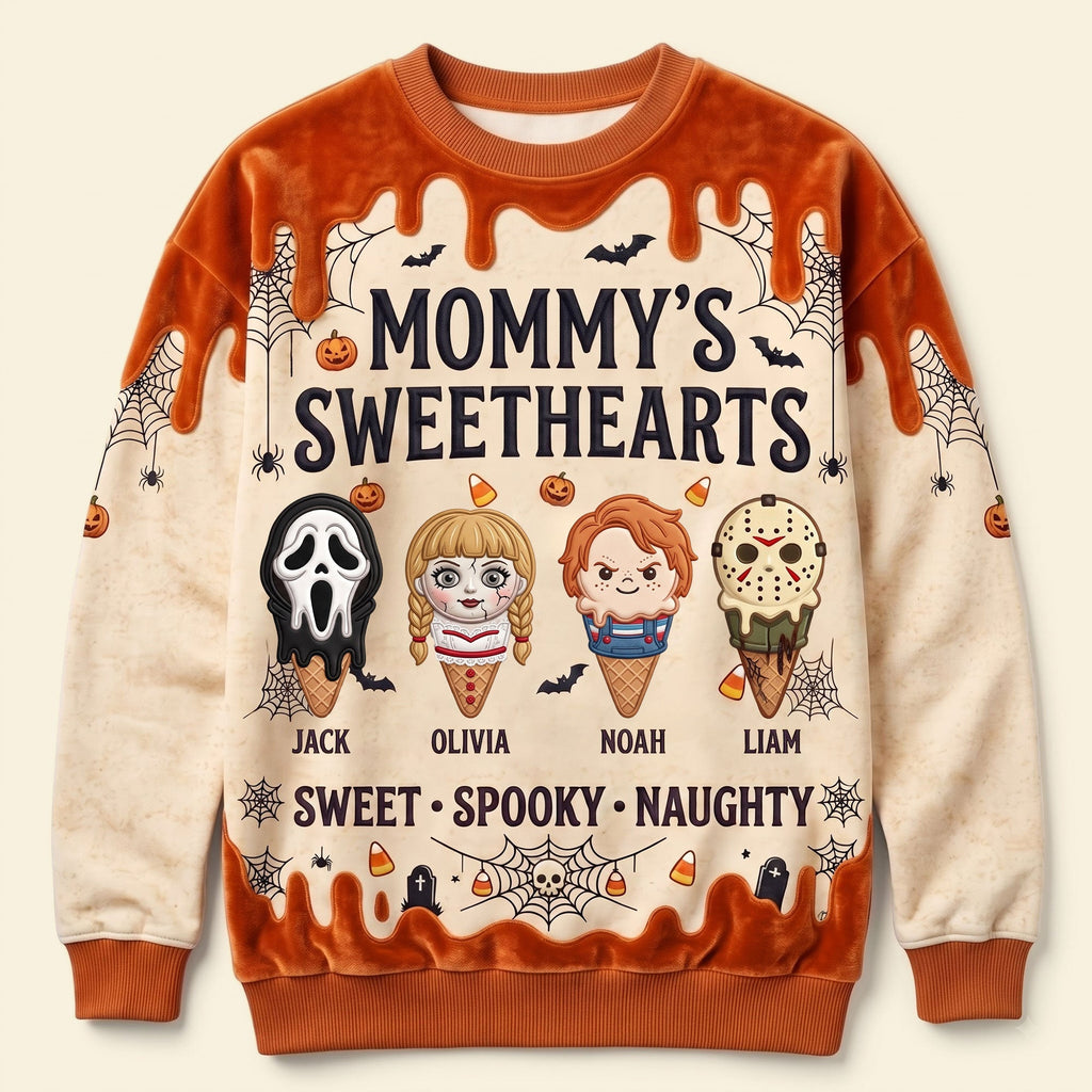 Personalized Spooky Sweetheart All Over Shirt for Mom | Halloween Gift AOP Shirt GradoCreations