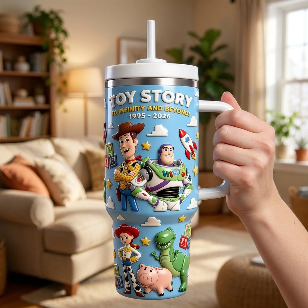 Personalized Toy Story Tumbler With Handle Gift for Movie Fans