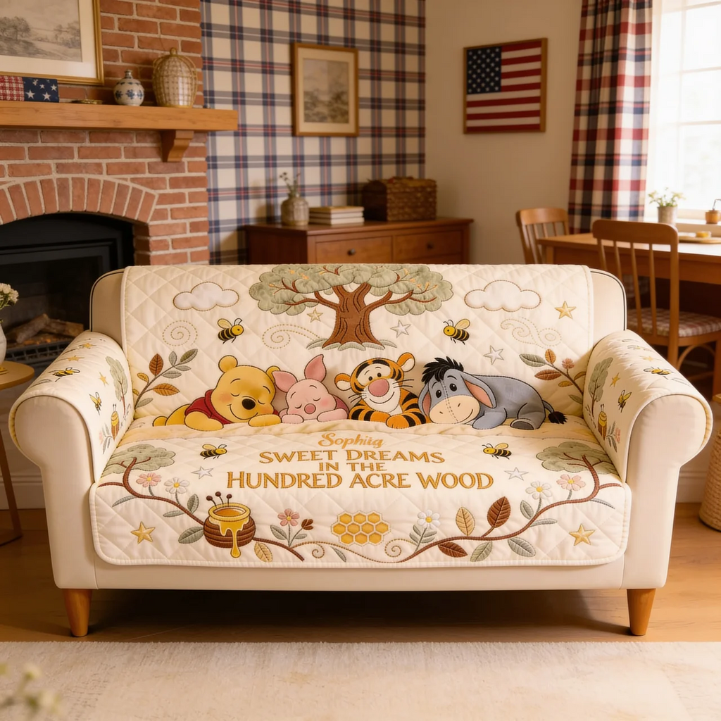 Personalized Quilted Sofa Cover Sweet Dreams Gift for Family Quited Sofa Cover GradoCreations