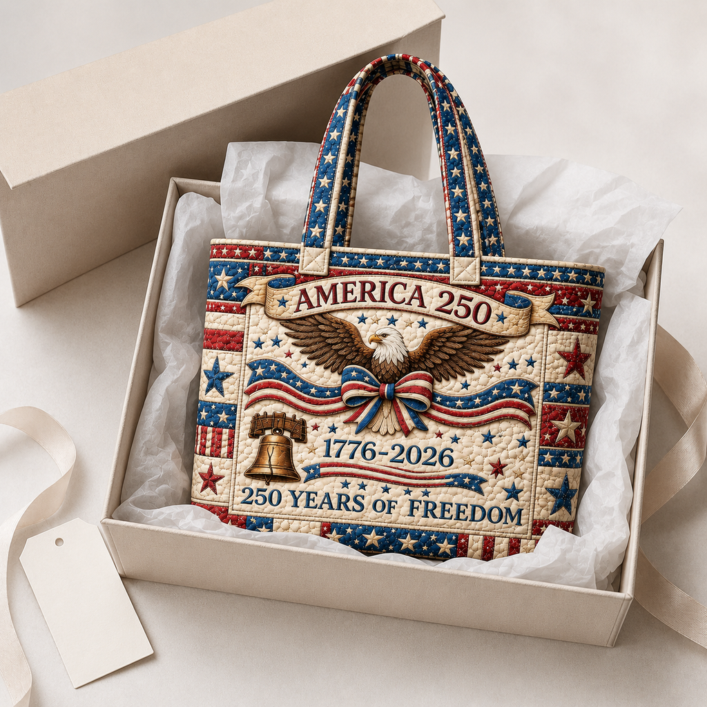 America 250 Freedom Quilted Tote Bag for Her - Patriotic Gift