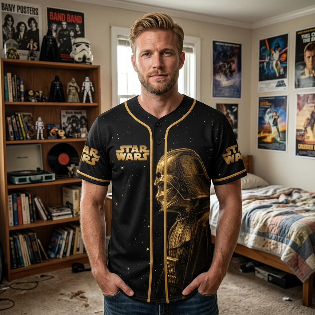 Personalized Star Wars Baseball Jersey 50th Anniversary Gift for Movie Fans