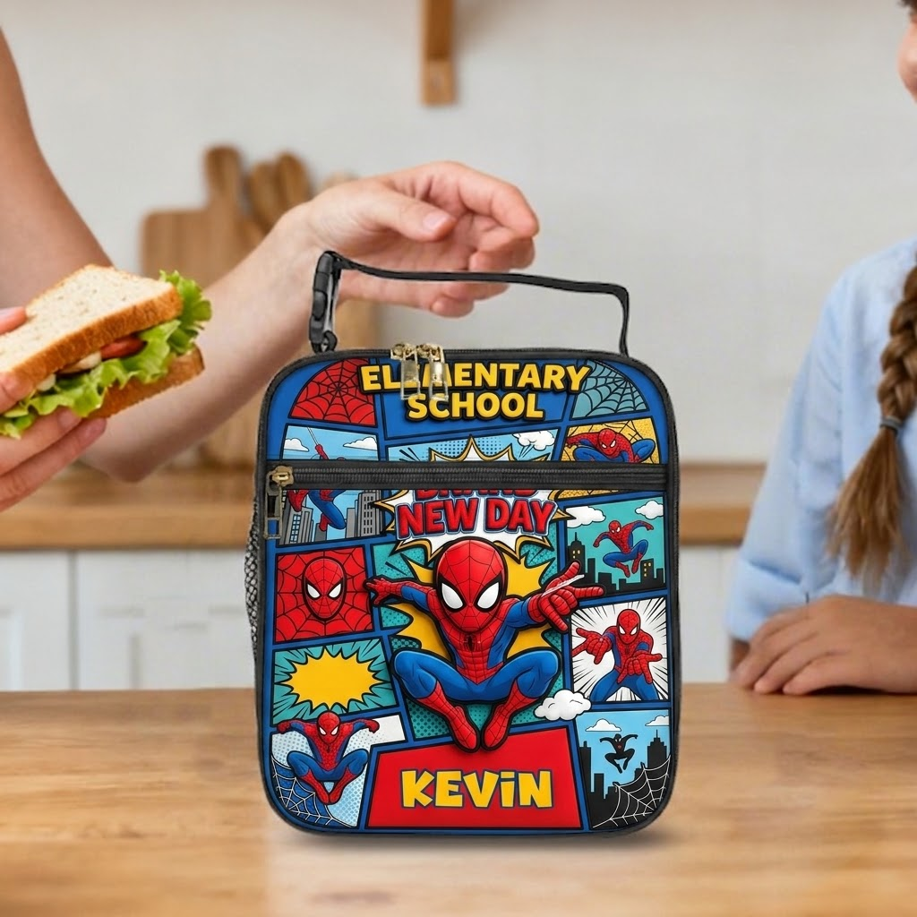 Personalized Spidey Backpack Set with Lunch Bag & Water Bottle for Kids School Bag+ GradoCreations