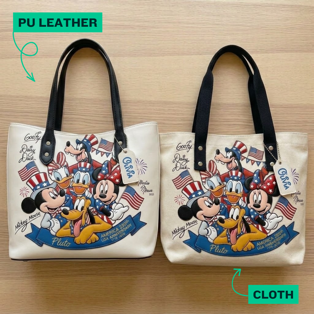Personalized Patriotic Tote Bag with Mickey Mouse Design - Gift for Movie Fans & Independence Day
