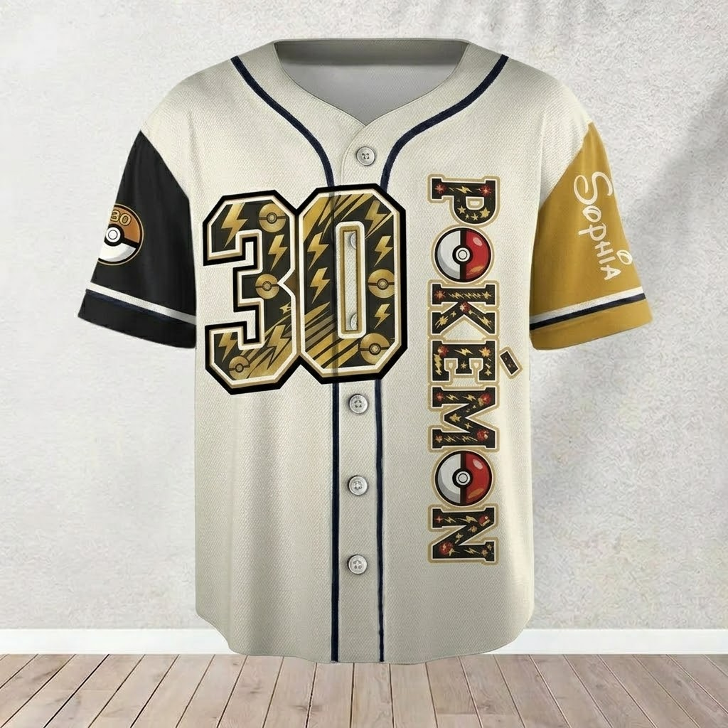 Personalized Baseball Jersey Celebrate 30 Years of Pokémon Gift for Fans