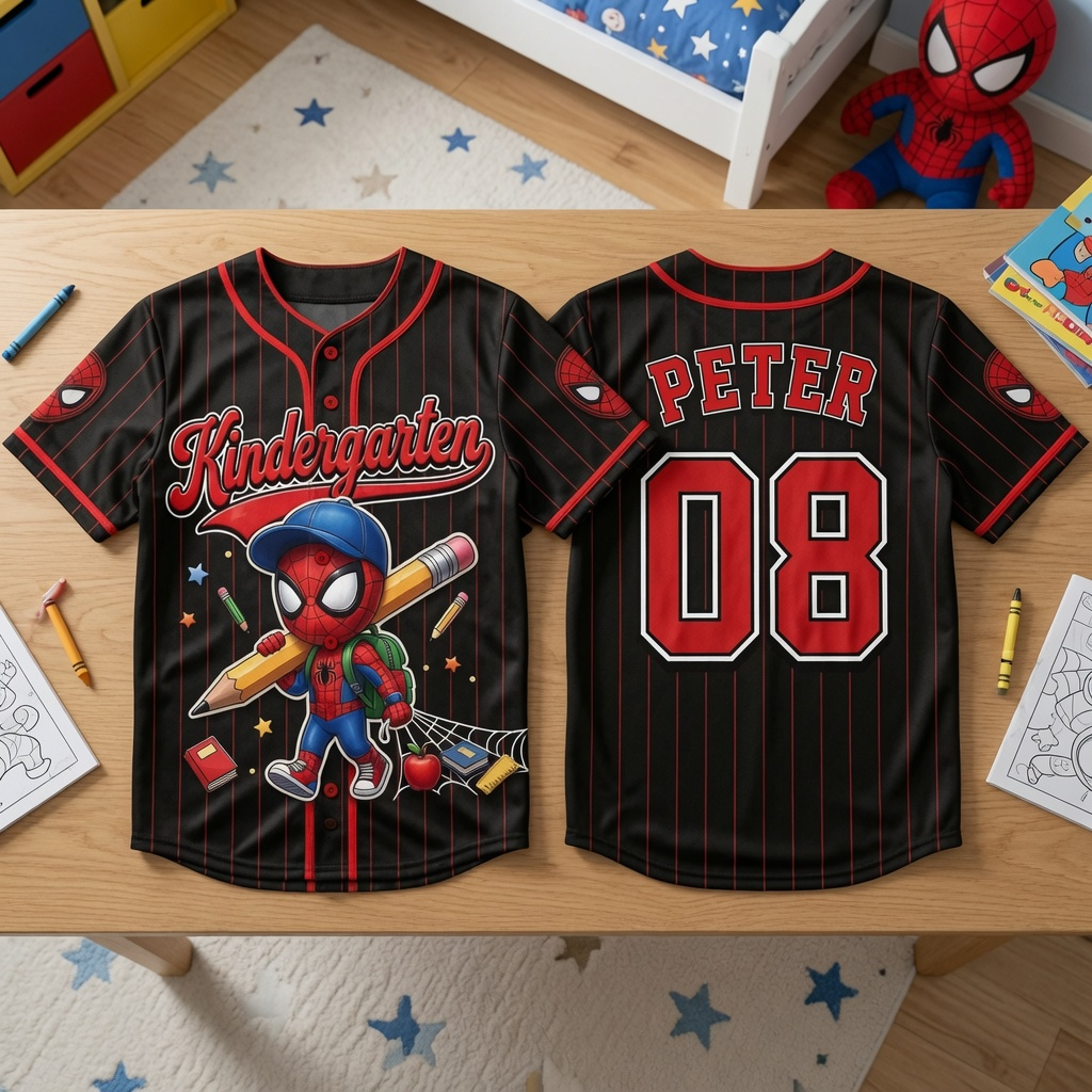 Personalized Spider-Man Baseball Jersey Custom Name Kids Gift Back to School Kid Baseball Jersey GradoCreations