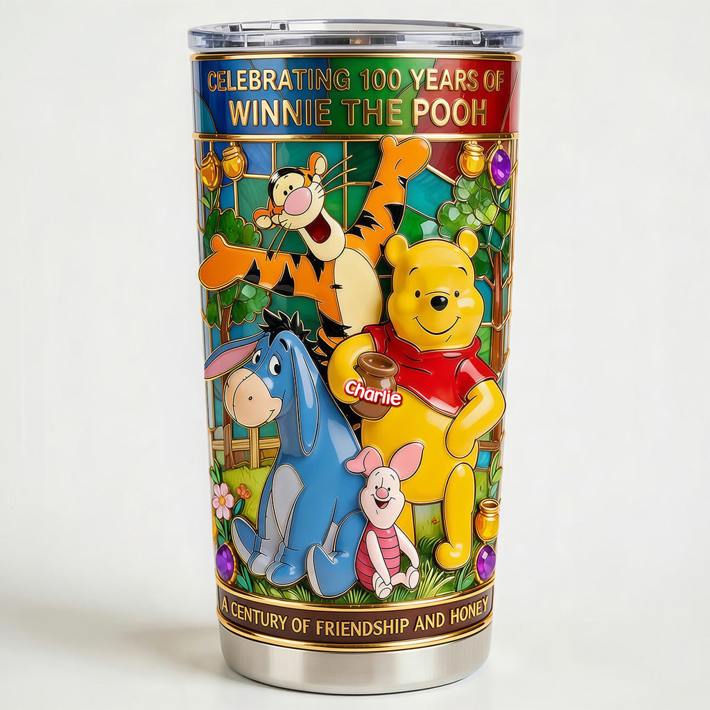 Personalized Tumbler Celebrating 100 Years of Winnie the Pooh Gift for Anniversary