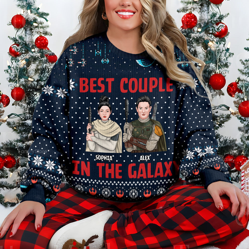 Personalized Galaxy Themed Ugly Sweater Gift for Couples Family