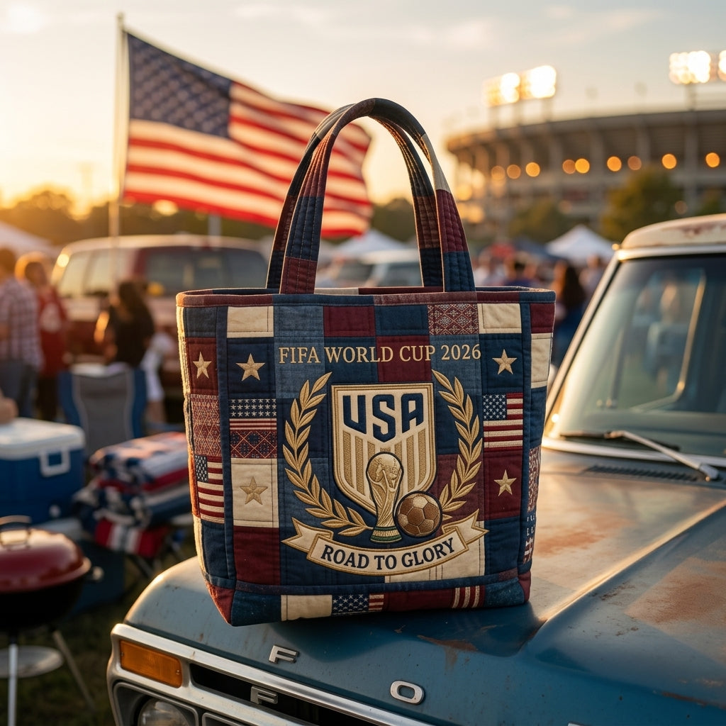 USA Soccer Championship 2026 Quilted Tote Bag Patriotic Gift