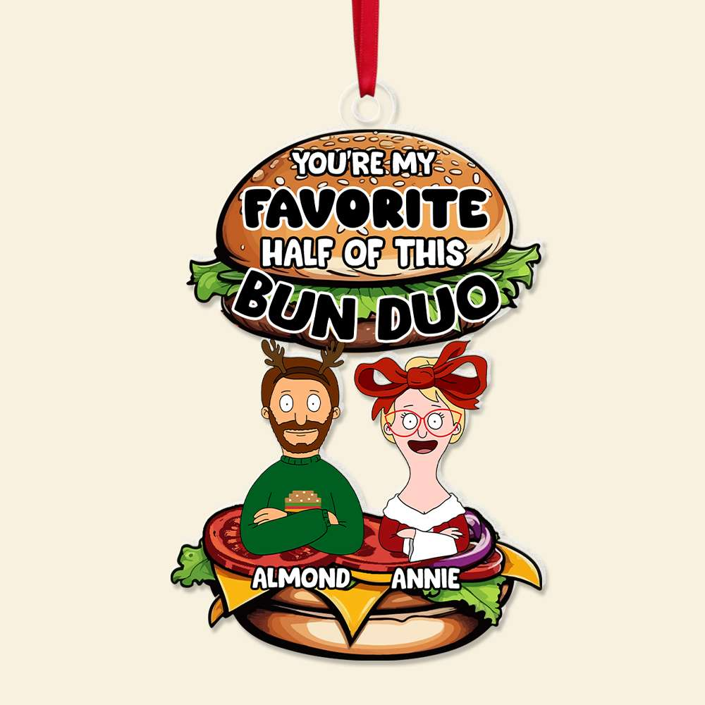 Personalized Acrylic Ornament for Couples - Burger Lovers Gift