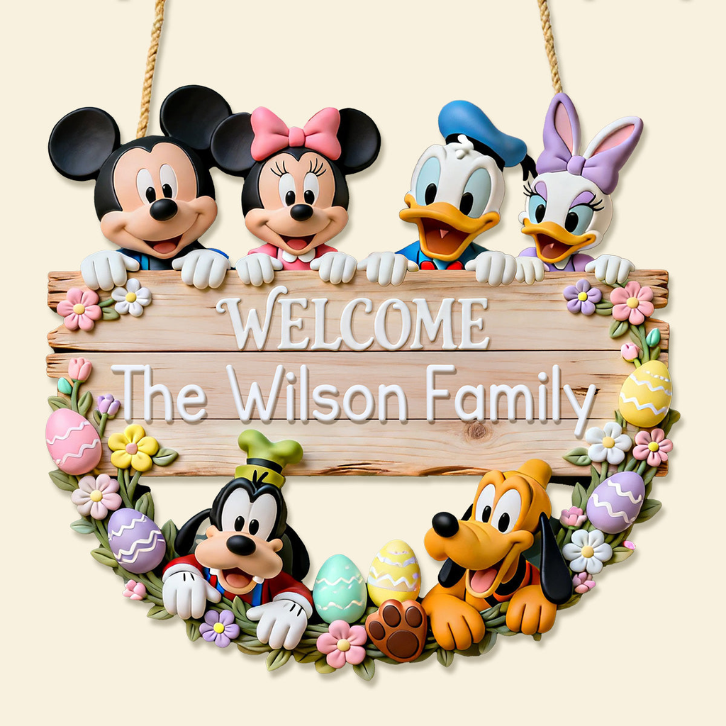 Personalized Family Welcome Sign Custom Wood Decor Gift for Easter