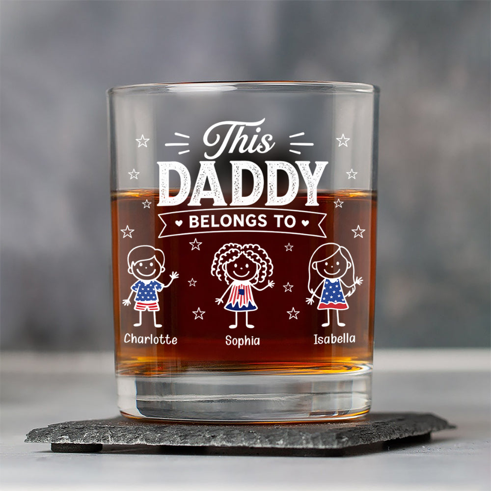 Personalized Whiskey Glass Custom Kid Names Gift for Dad HN590 - Print Rock Glass GradoCreations