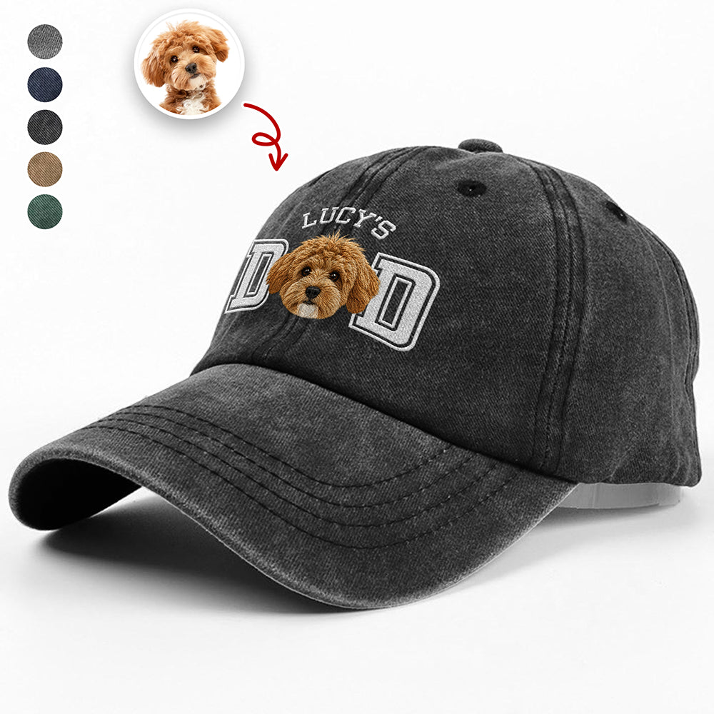 Personalized Embroidered Baseball Cap Custom Photo Gift for Dog Dad HN590 - Embroidered Baseball Cap GradoCreations