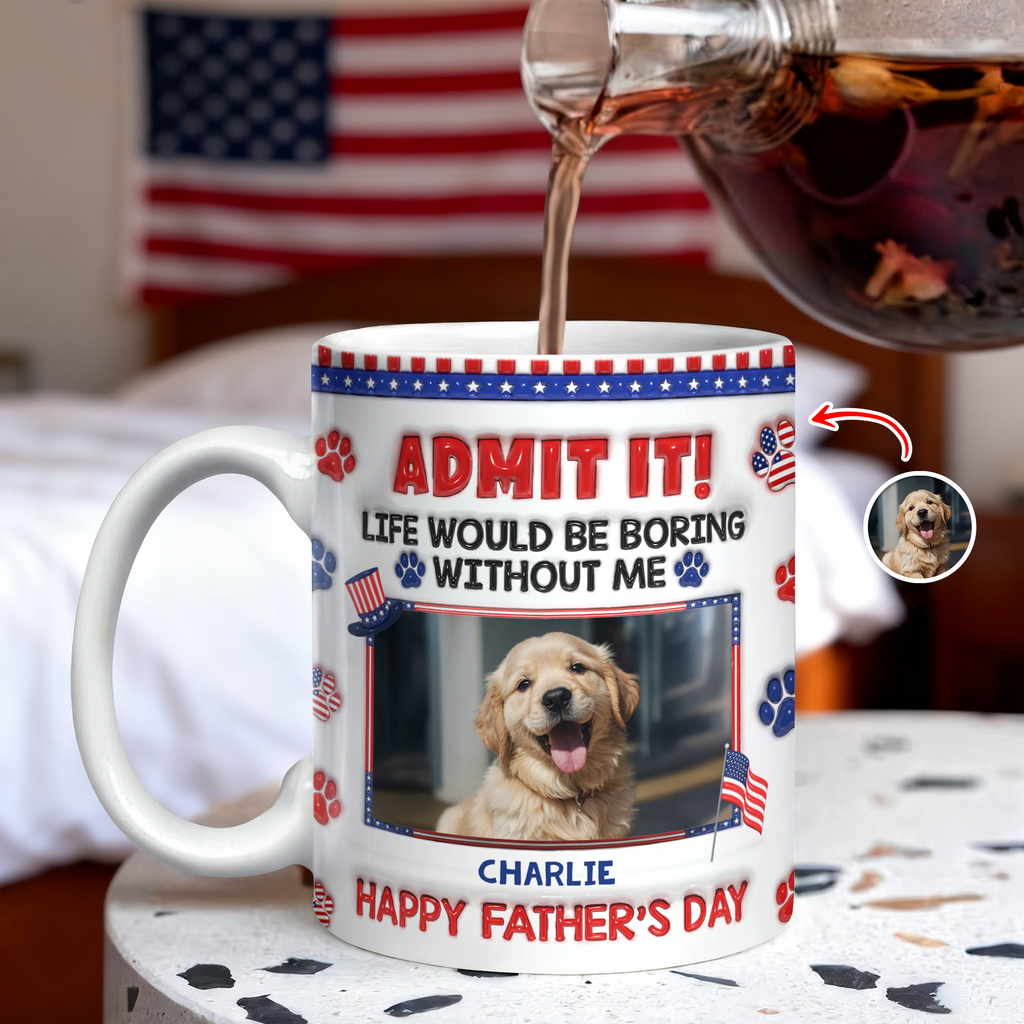 Personalized Dog Photo Mug Custom Photo Gift for Dog Dad HN590 - edge to edge mug GradoCreations