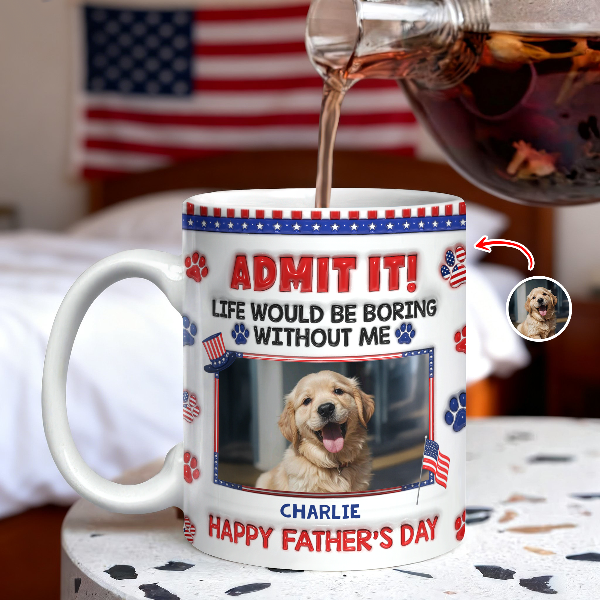 Personalized Dog Photo Mug Custom Photo Gift for Dog Dad HN590 - edge to edge mug GradoCreations