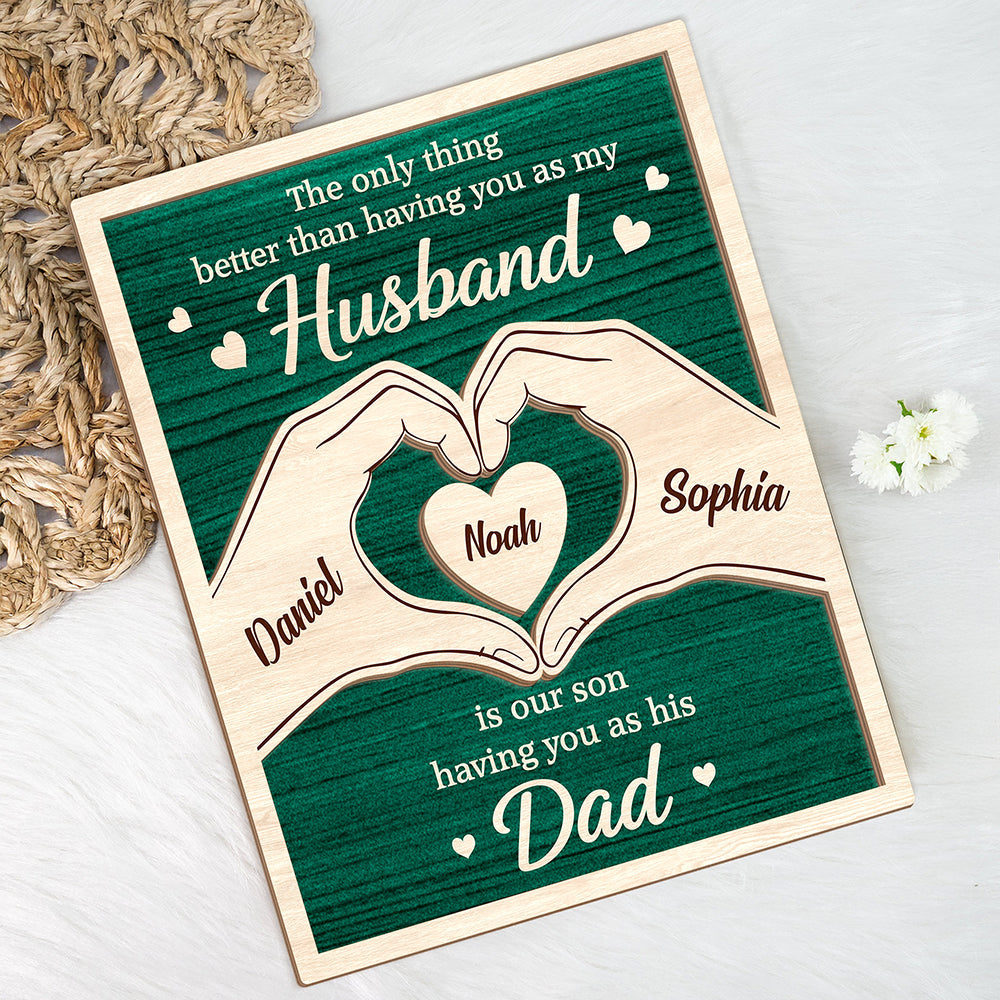 Personalized 2-Layer Wooden Plaque Custom Dad Gift for Father's Day HN590 - 2-Layered Wooden Plaque With Stand GradoCreations