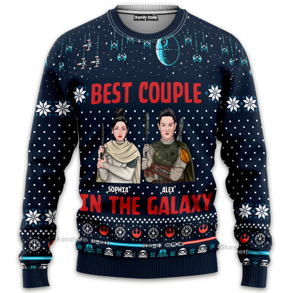 Personalized Galaxy Themed Ugly Sweater Gift for Couples Family