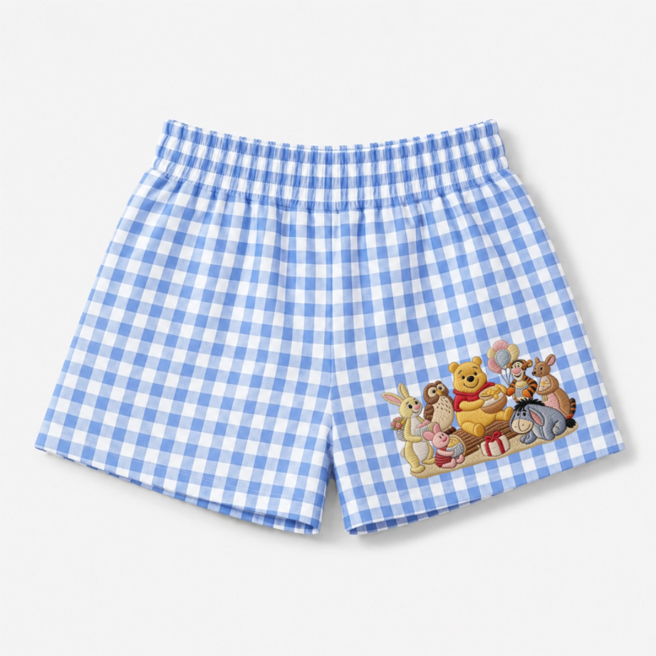 Personalized Gingham Shorts with Embroidery Gift for Her