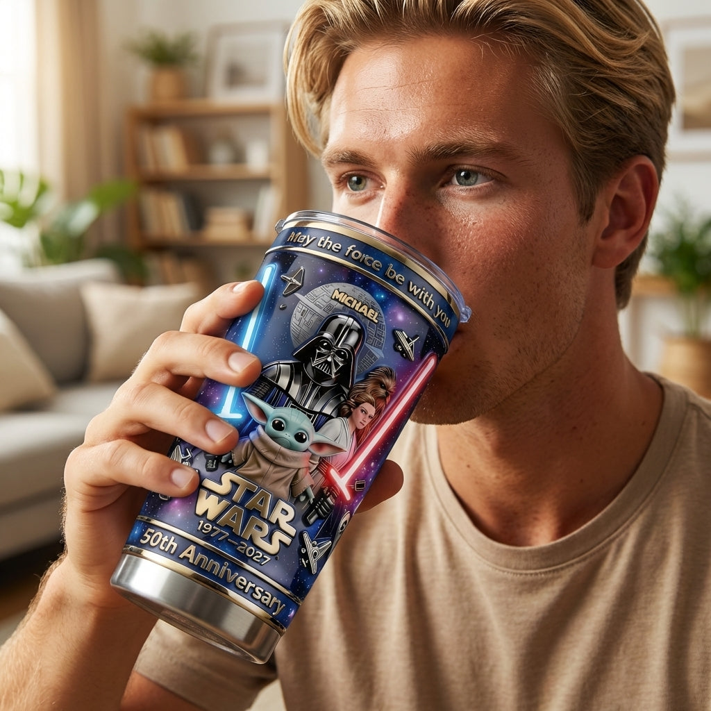 Personalized Star Wars Tumbler 50th Anniversary Gift for Movie Fans