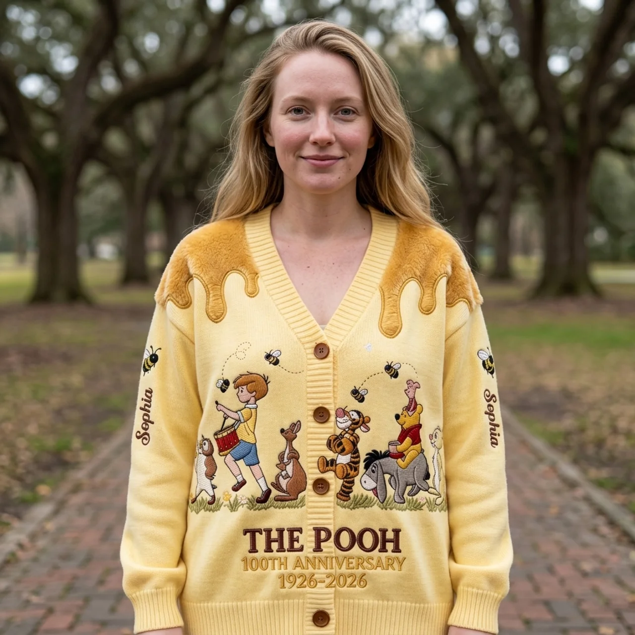 Personalized 100th Anniversary Knitted Cardigan for Her - Custom Name Design Cardigan GradoCreations