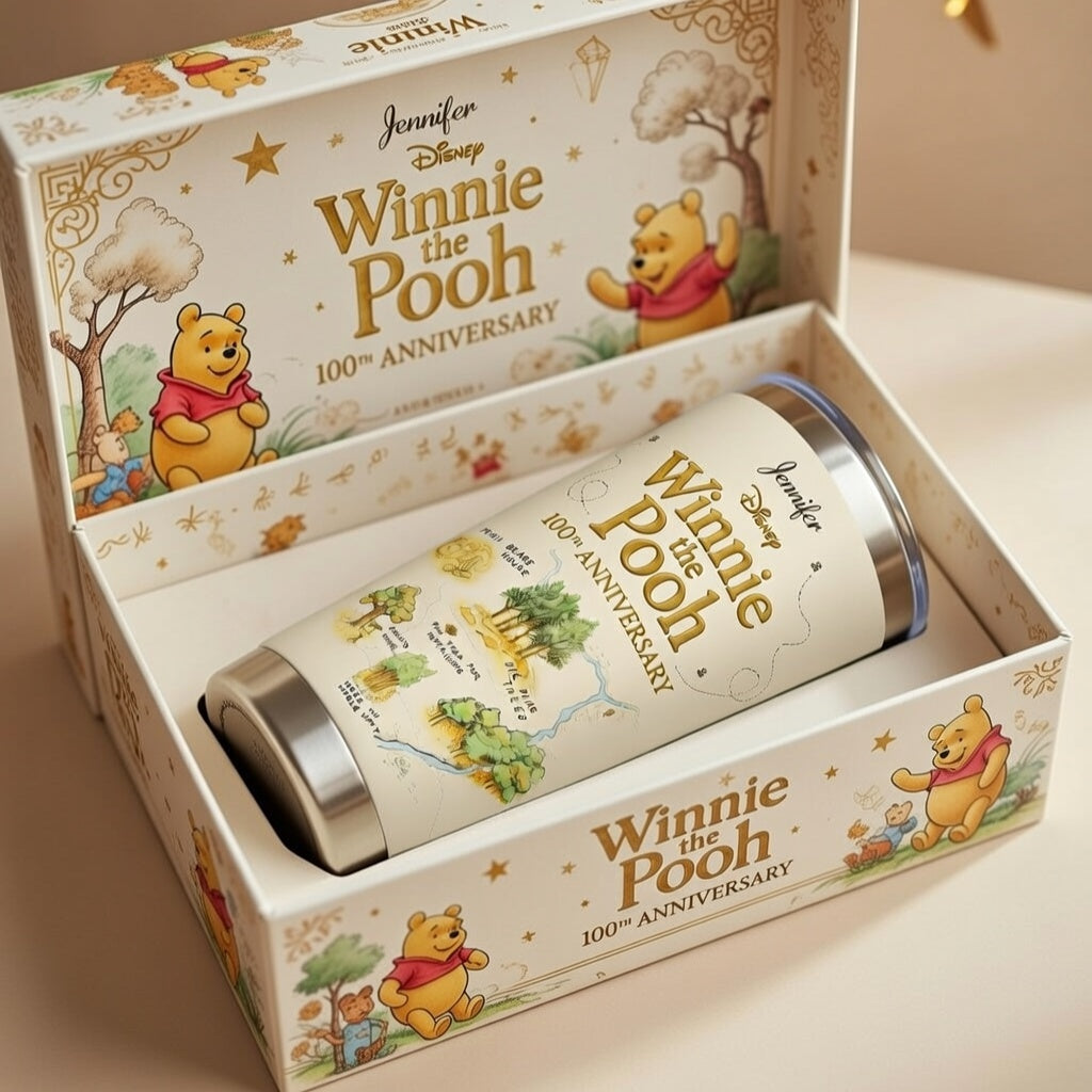 Personalized Winnie the Pooh 100th Anniversary Tumbler Gift for Movie Fans