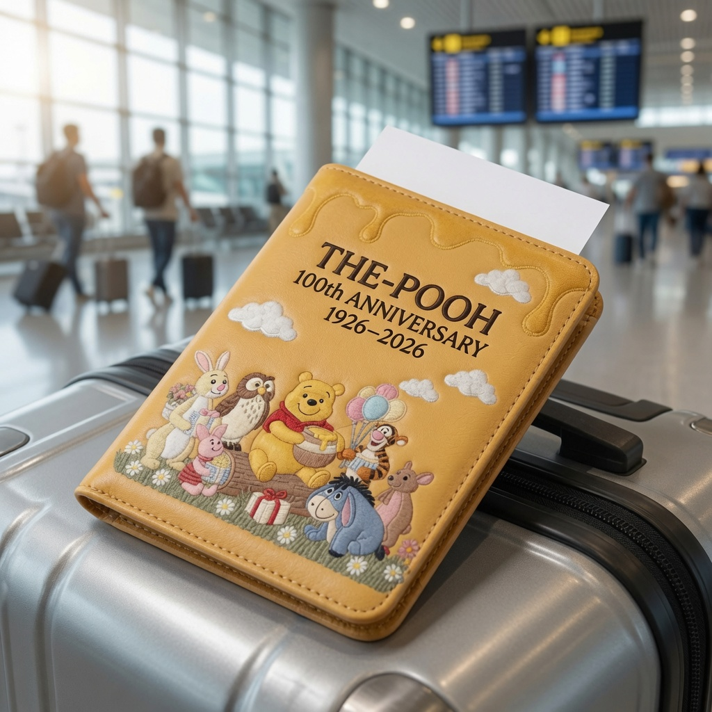 Personalized Disney Pooh Passport Holder & Luggage Tag Set - Travel Gift for Kids Passport Holder & Luggage Tag Set GradoCreations
