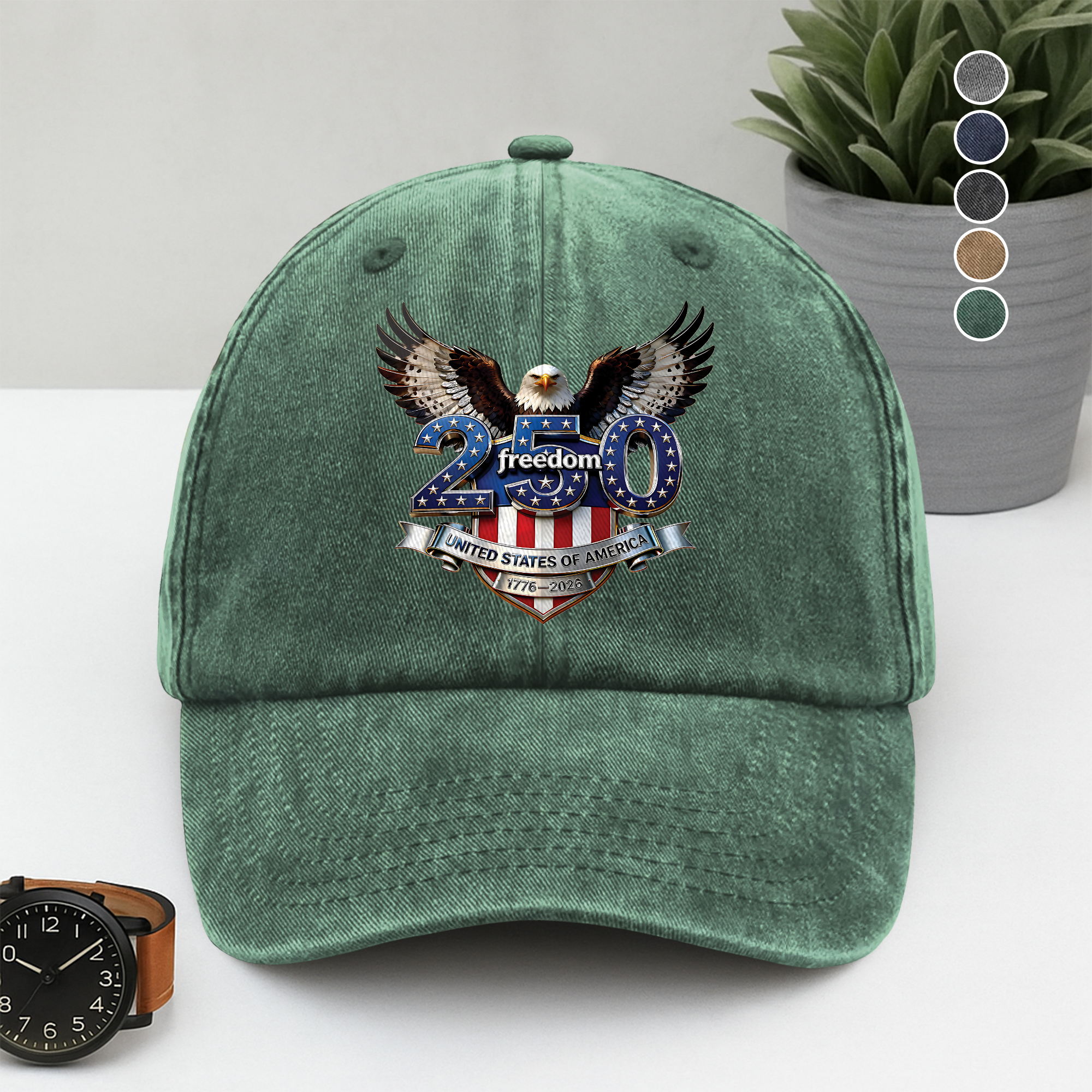 Personalized Washed Denim Baseball Cap Freedom Eagle Gift HN590 - Washed Denim Baseball Cap GradoCreations