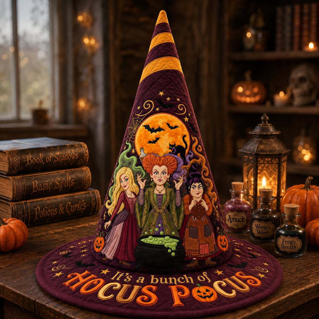 Personalized Quilted Witch Hat Spooky Halloween Gift for Her Quilt Witch Hat GradoCreations