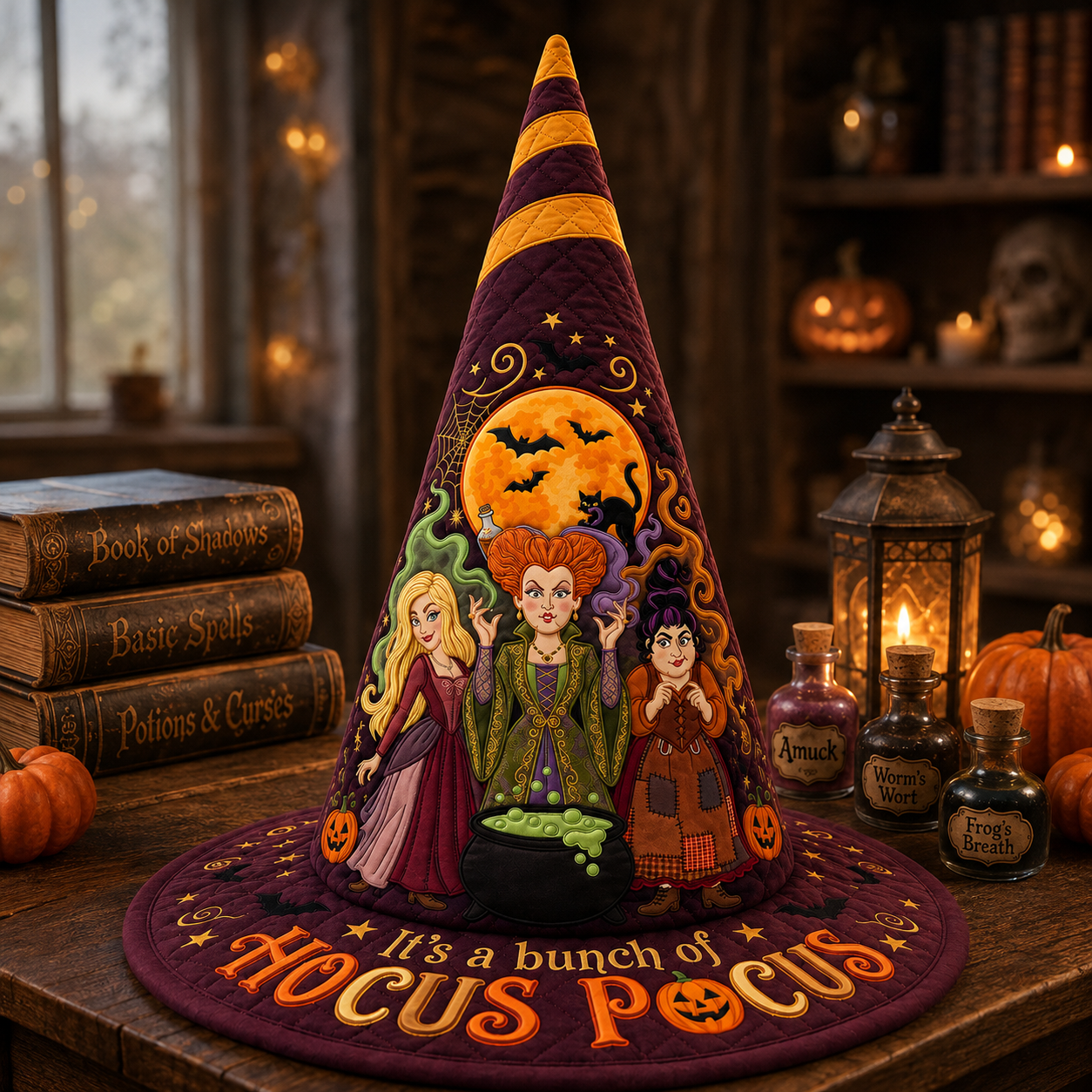 Personalized Quilted Witch Hat Spooky Halloween Gift for Her Quilt Witch Hat GradoCreations