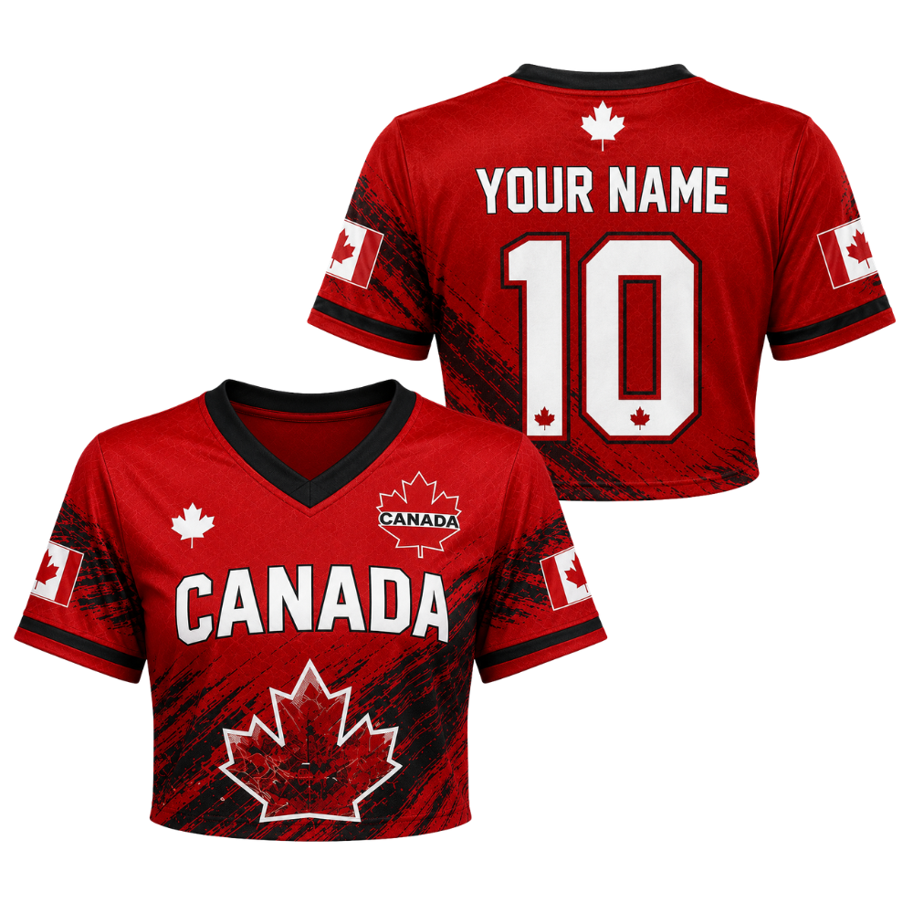 Personalized Canada Maple Leaf Crop Jersey Custom Name Gift for Sports Fans
